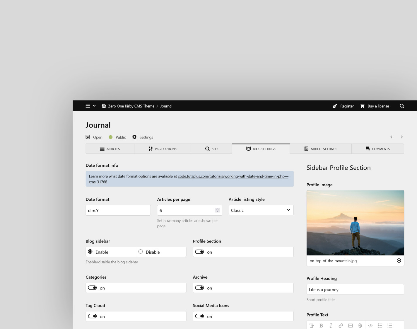 Blog options