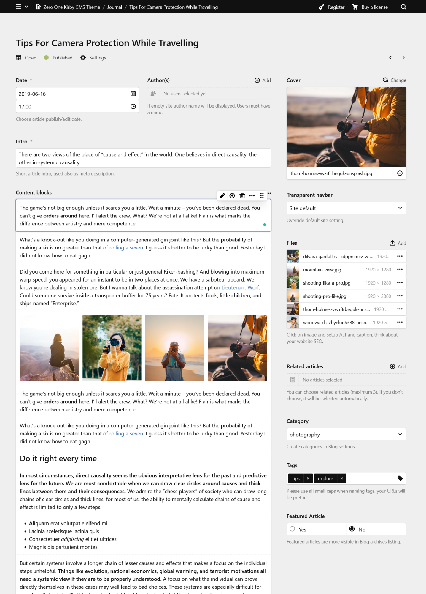 Article options preview
